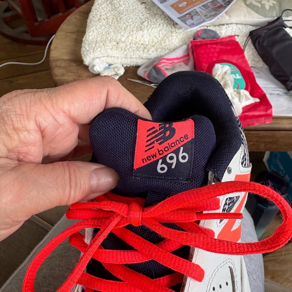 New Balance Athletic Shoes Red and Black Vibrant Lacing